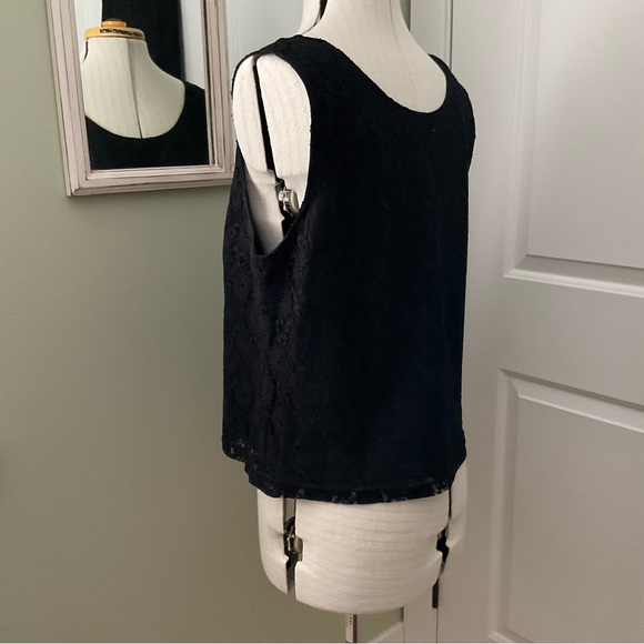TRE’S YOU, BLACK LACE SLEEVELESS BLOUSE, SIZE: 16 - Picture 1 of 8